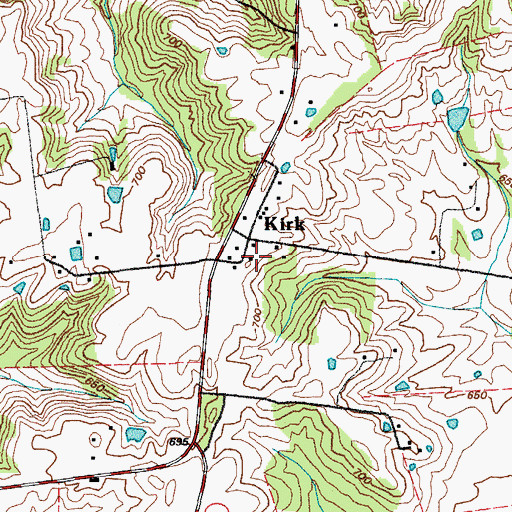 Topographic Map of Kirk, KY