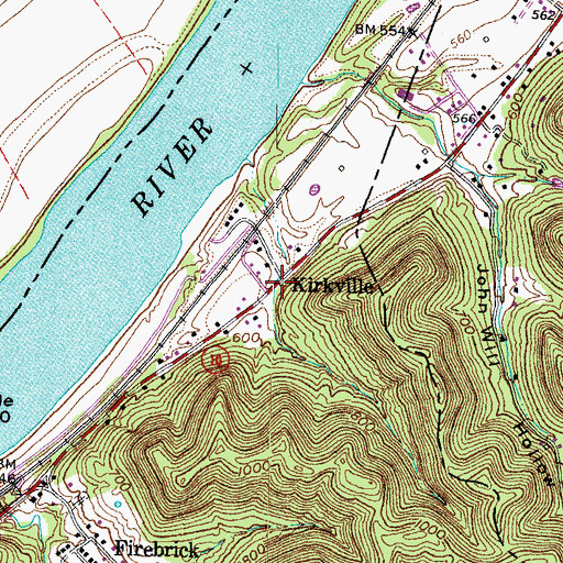 Topographic Map of Kirkville, KY