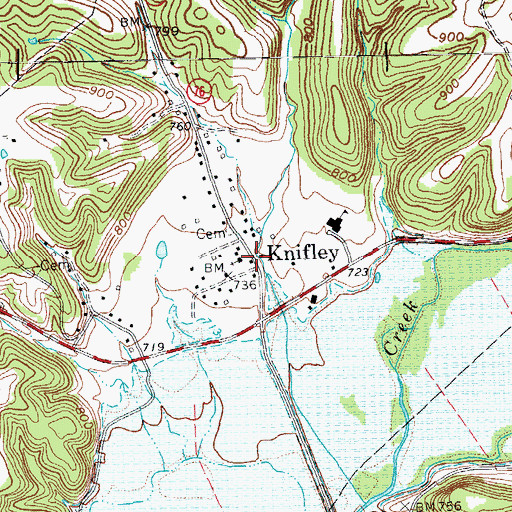 Topographic Map of Knifley, KY