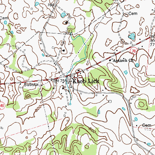 Topographic Map of Knob Lick, KY