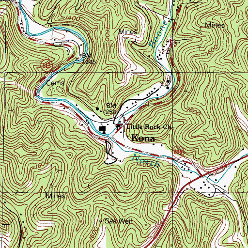 Topographic Map of Kona, KY