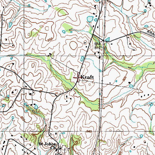 Topographic Map of Kraft, KY