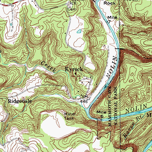 Topographic Map of Kyrock, KY
