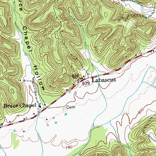 Topographic Map of Labascus, KY