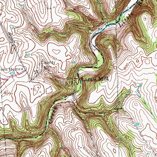 Topographic Map of Lanes Mill, KY