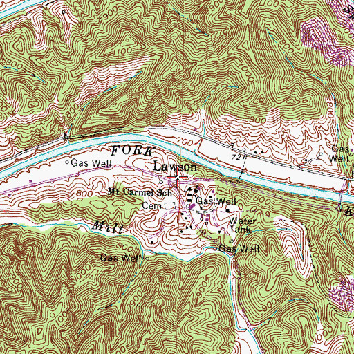 Topographic Map of Lawson, KY