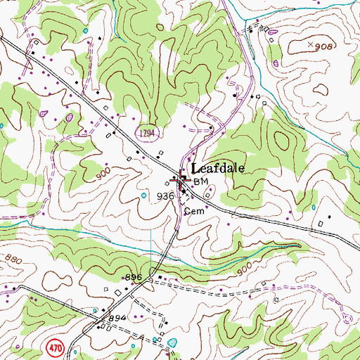 Topographic Map of Leafdale, KY