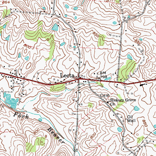 Topographic Map of Lecta, KY