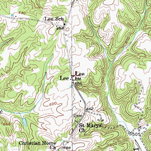 Topographic Map of Lee, KY