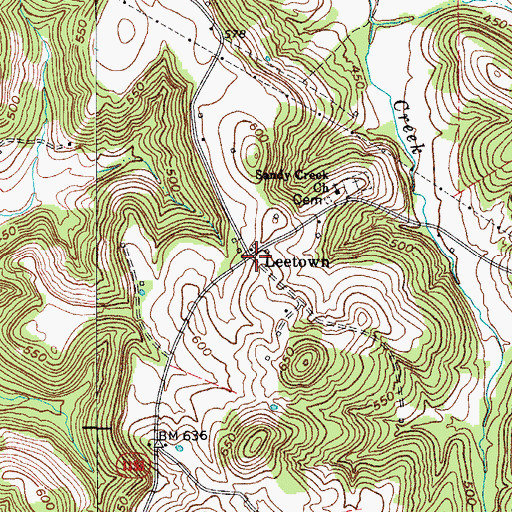 Topographic Map of Leetown, KY