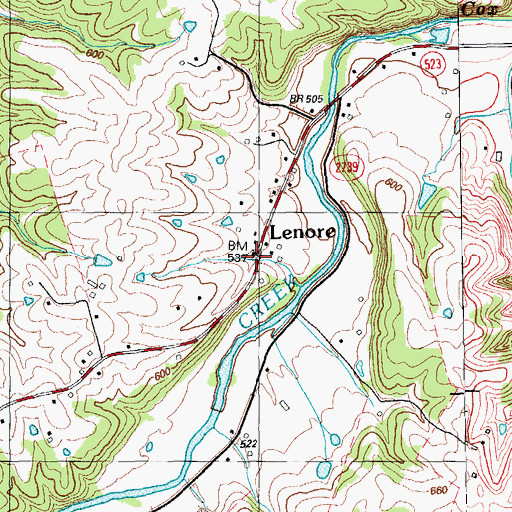 Topographic Map of Lenore, KY