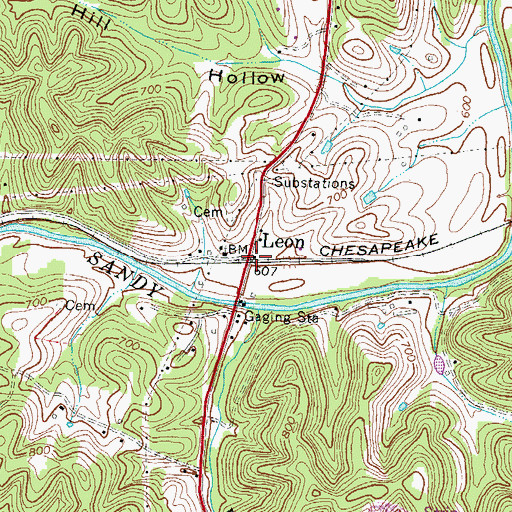 Topographic Map of Leon, KY