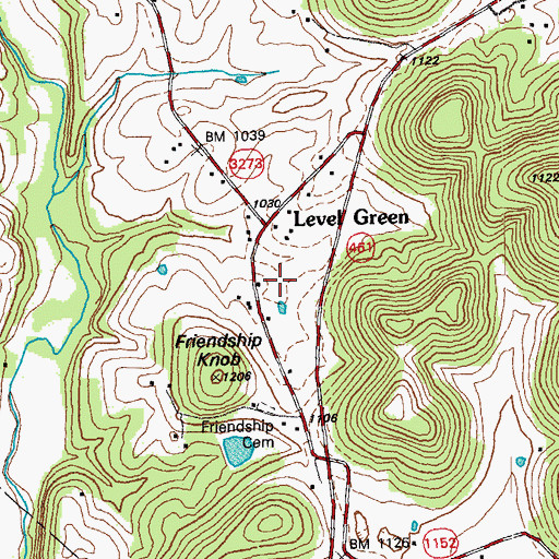 Topographic Map of Level Green, KY