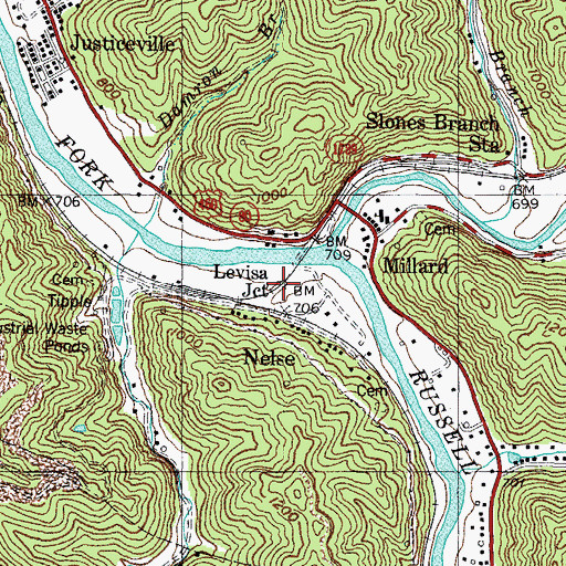 Topographic Map of Levisa Junction, KY