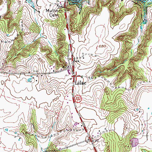 Topographic Map of Lilac, KY