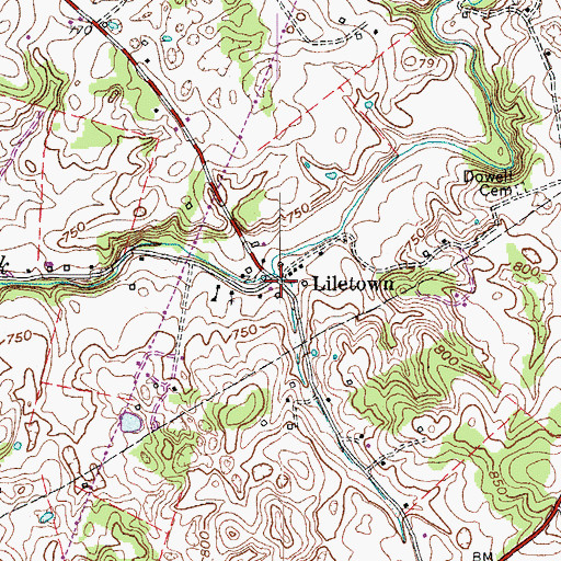 Topographic Map of Liletown, KY