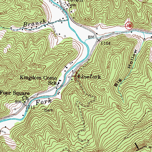 Topographic Map of Linefork, KY