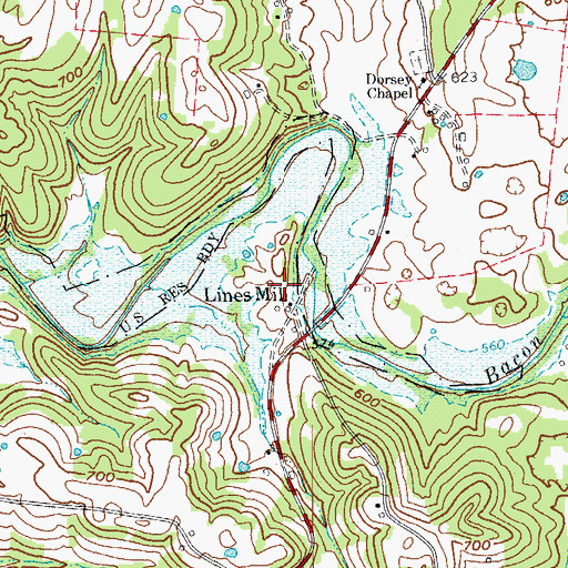 Topographic Map of Lines Mill, KY