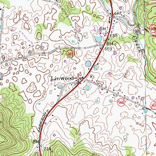 Topographic Map of Linwood, KY