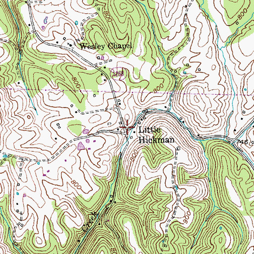 Topographic Map of Little Hickman, KY