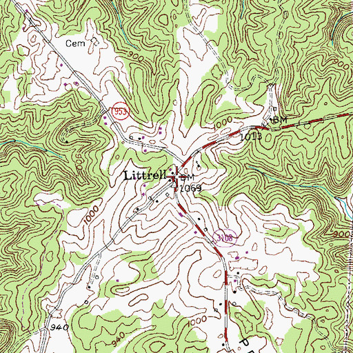 Topographic Map of Littrell, KY