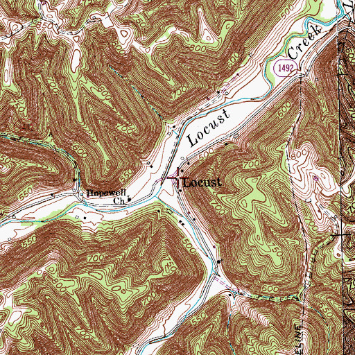 Topographic Map of Locust, KY