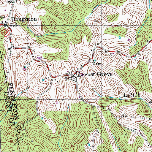Topographic Map of Locust Grove, KY