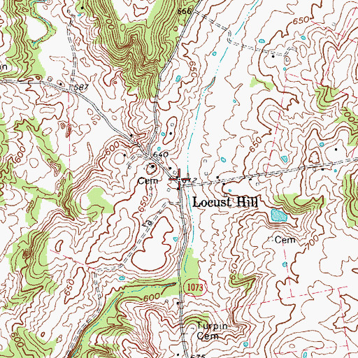 Topographic Map of Locust Hill, KY