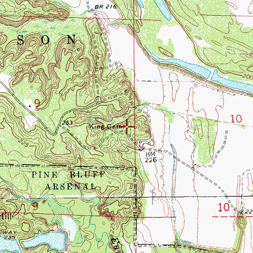 Topographic Map of King Cemetery, AR