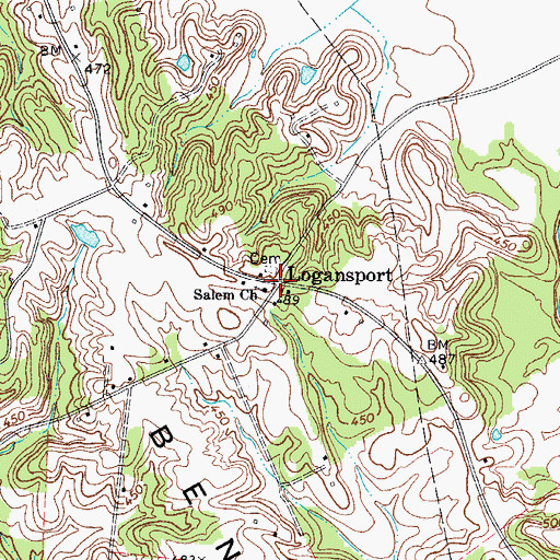 Topographic Map of Logansport, KY