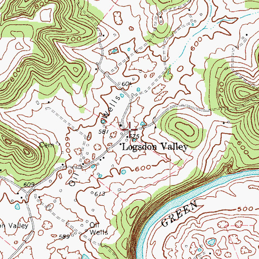 Topographic Map of Logsdon Valley, KY