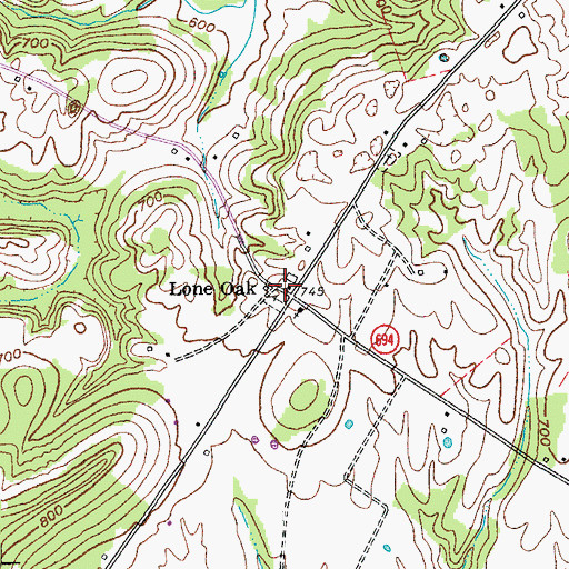 Topographic Map of Lone Oak, KY