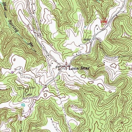 Topographic Map of Lone Star, KY