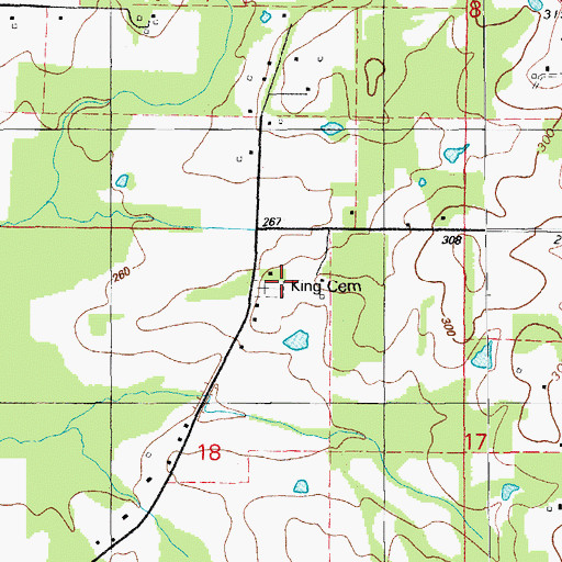 Topographic Map of King Cemetery, AR