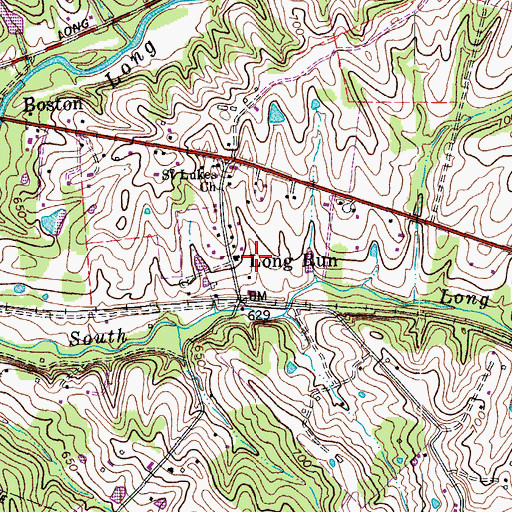 Topographic Map of Long Run, KY