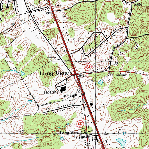 Topographic Map of Long View, KY