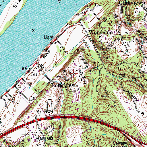 Topographic Map of Longview, KY