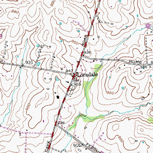 Topographic Map of Loradale, KY