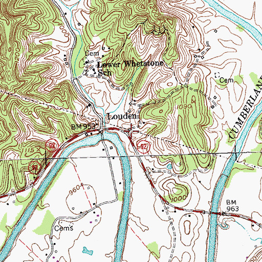 Topographic Map of Louden, KY