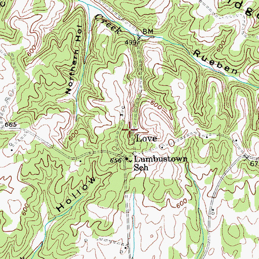 Topographic Map of Love, KY