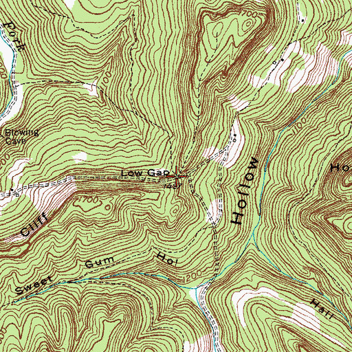 Topographic Map of Low Gap, KY