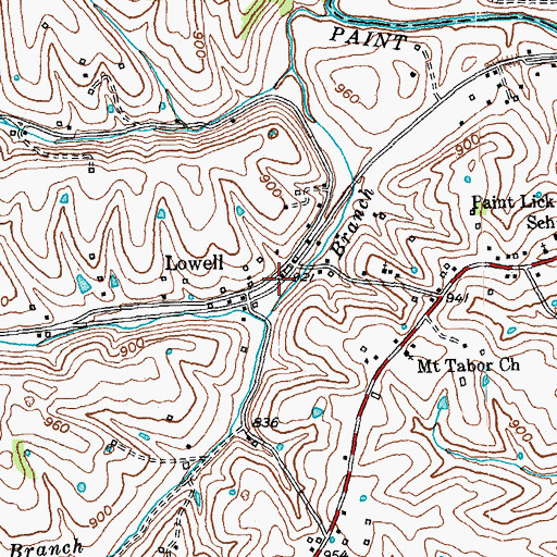 Topographic Map of Lowell, KY