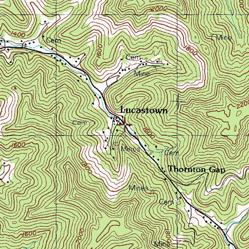 Topographic Map of Lucastown, KY