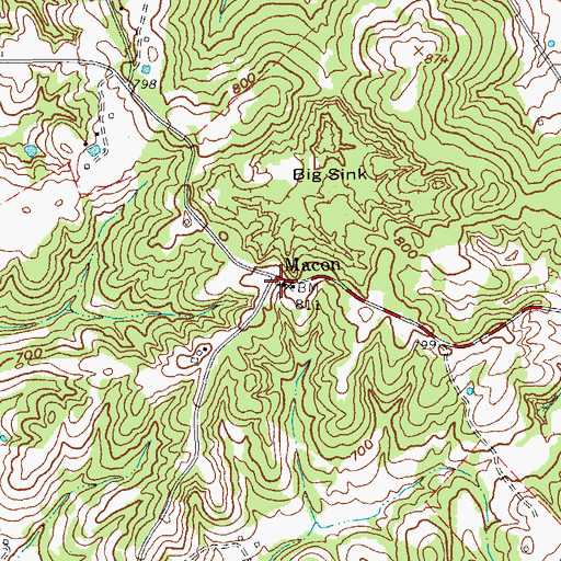 Topographic Map of Macon, KY