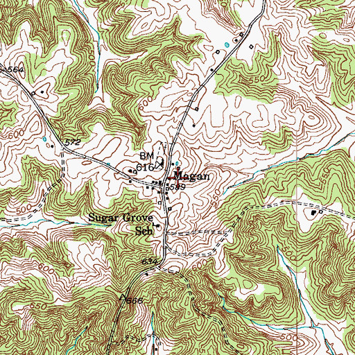 Topographic Map of Magan, KY