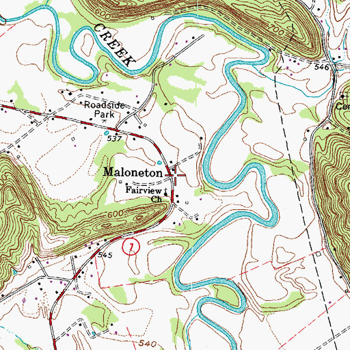 Topographic Map of Maloneton, KY