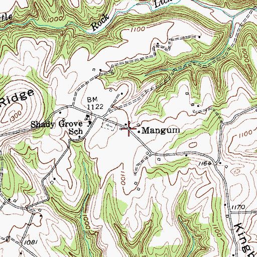 Topographic Map of Mangum, KY
