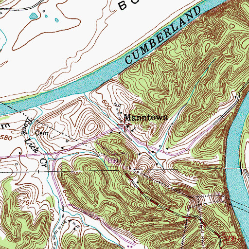 Topographic Map of Manntown, KY