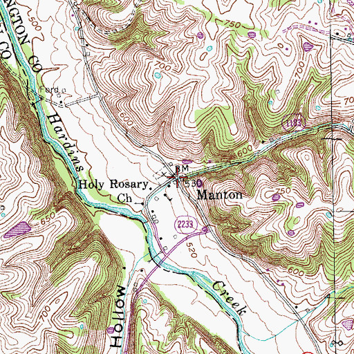 Topographic Map of Manton, KY