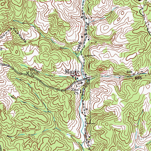 Topographic Map of Maple, KY